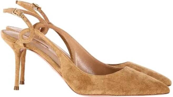 Aquazzura Pre-owned Suede heels Beige Dames