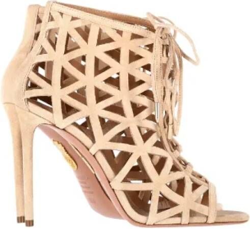 Aquazzura Pre-owned Suede heels Beige Dames