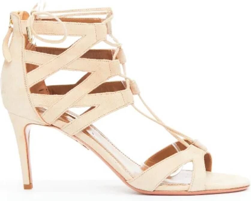 Aquazzura Pre-owned Suede heels Beige Dames