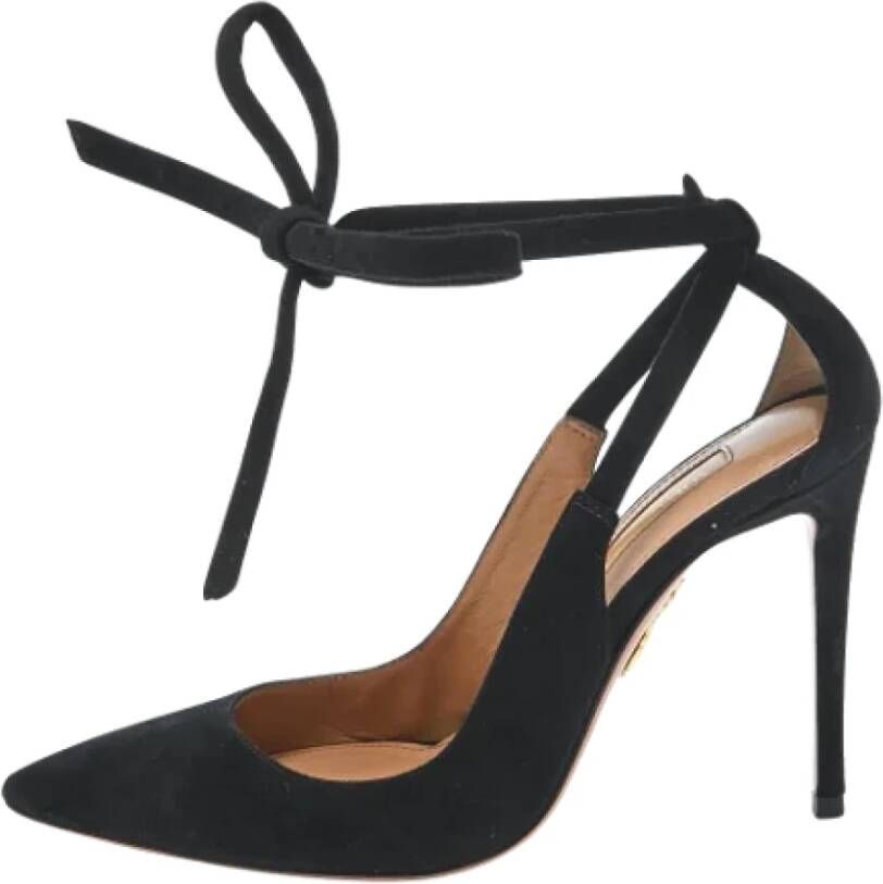 Aquazzura Pre-owned Suede heels Black Dames