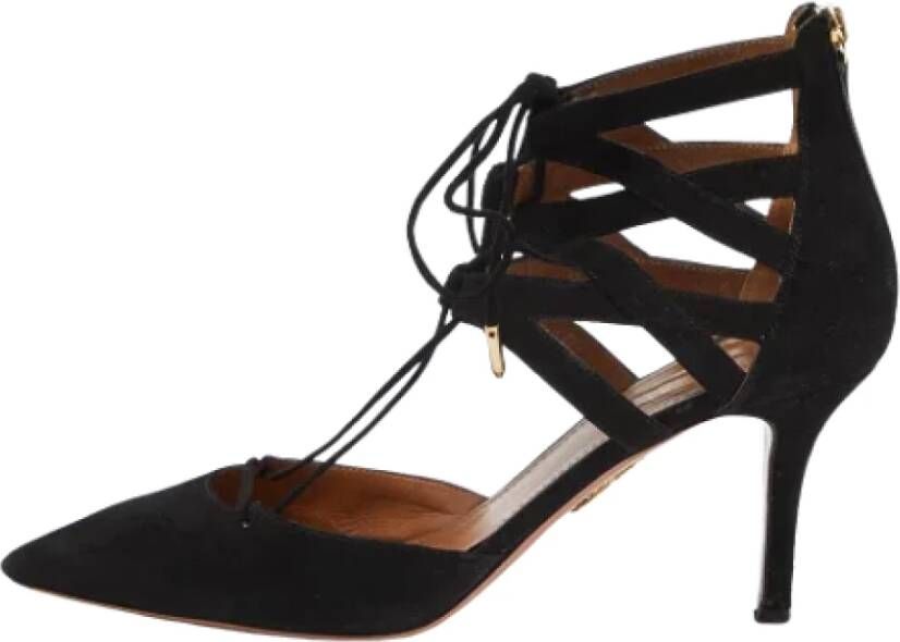 Aquazzura Pre-owned Suede heels Black Dames