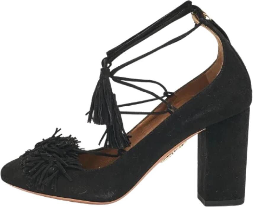 Aquazzura Pre-owned Suede heels Black Dames