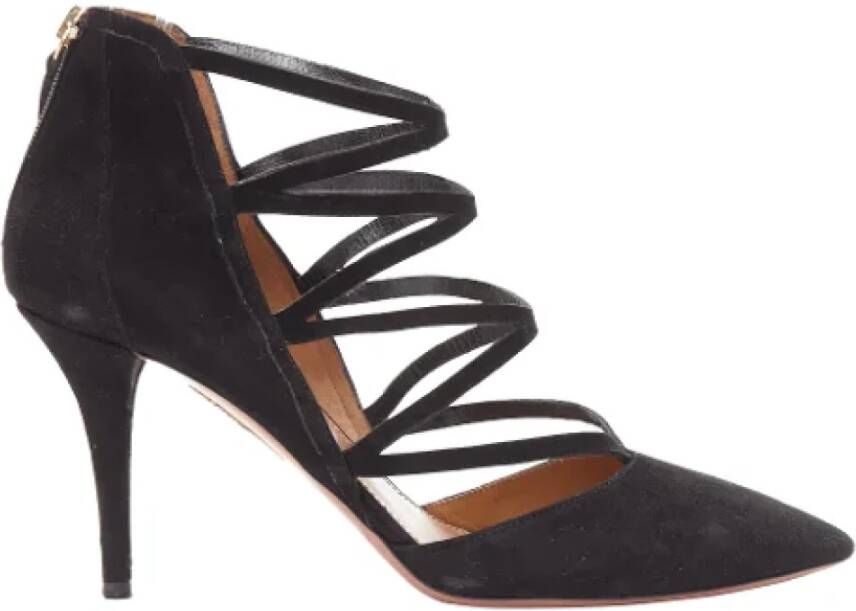 Aquazzura Pre-owned Suede heels Black Dames