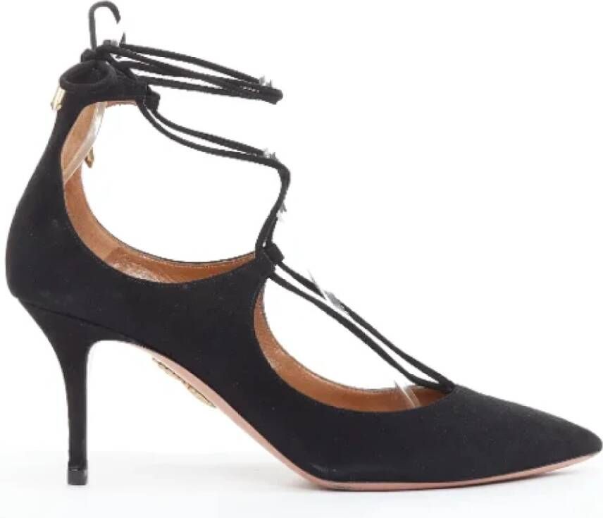 Aquazzura Pre-owned Suede heels Black Dames