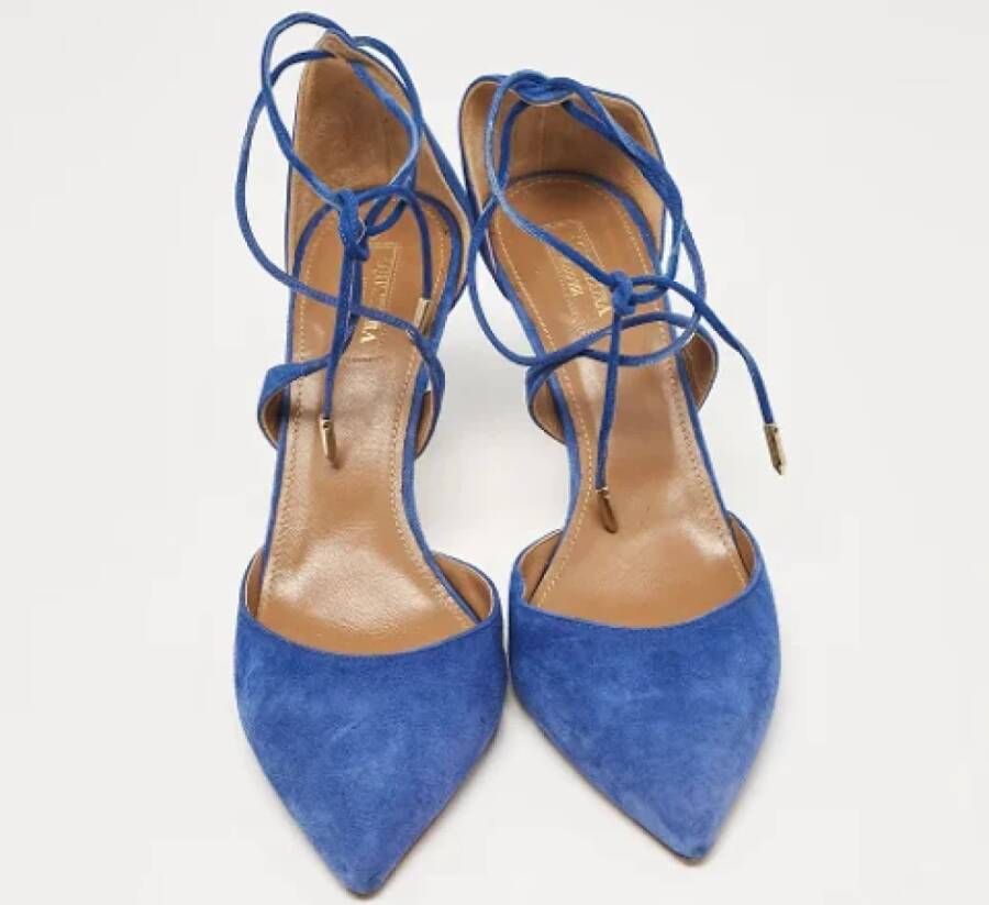 Aquazzura Pre-owned Suede heels Blue Dames