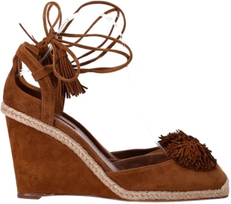 Aquazzura Pre-owned Suede heels Brown Dames