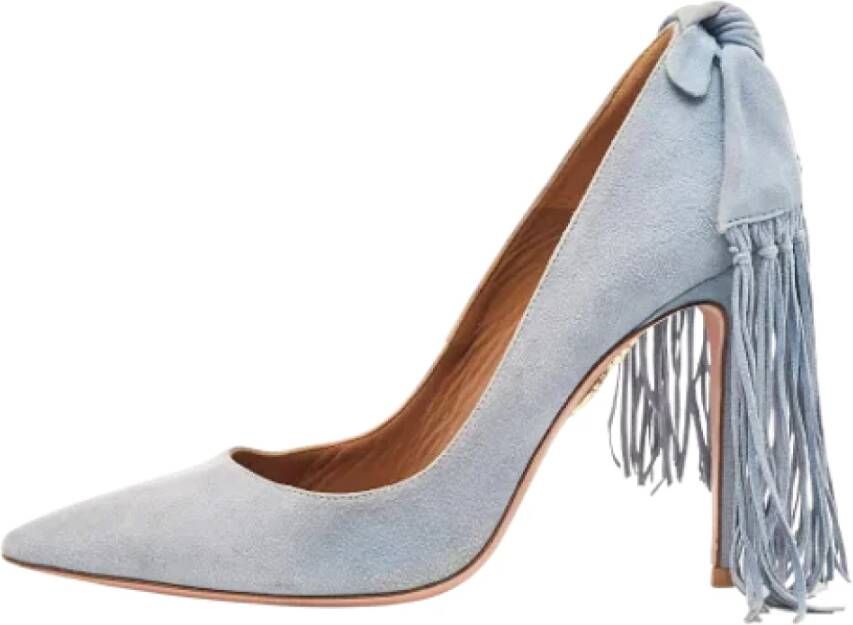 Aquazzura Pre-owned Suede heels Gray Dames