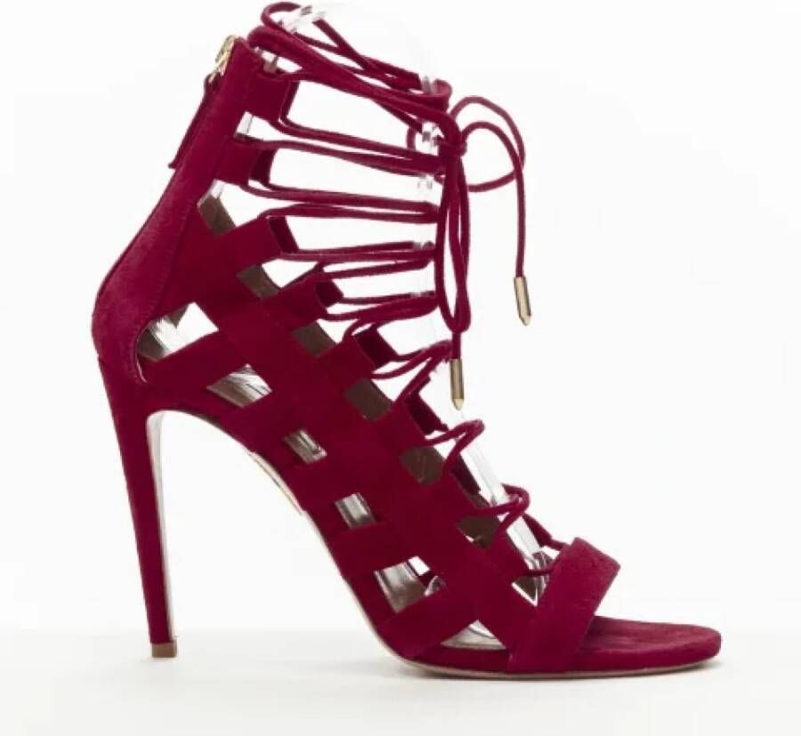 Aquazzura Pre-owned Suede heels Red Dames