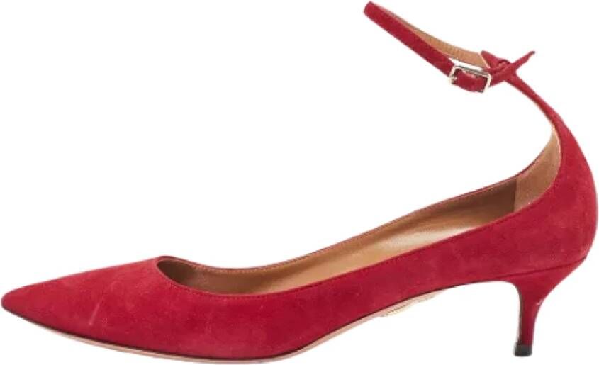 Aquazzura Pre-owned Suede heels Red Dames