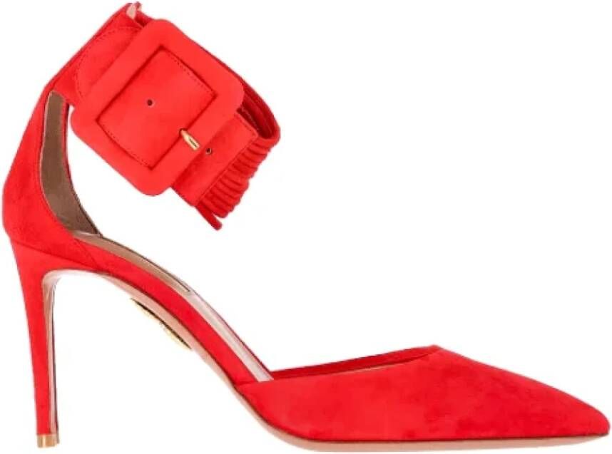 Aquazzura Pre-owned Suede heels Red Dames