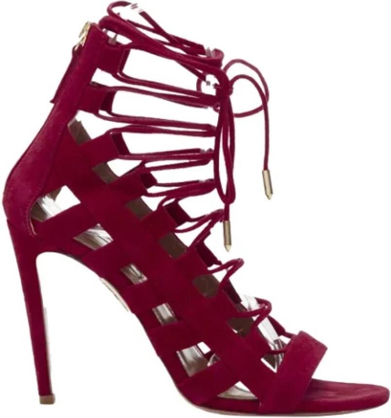 Aquazzura Pre-owned Suede heels Red Dames