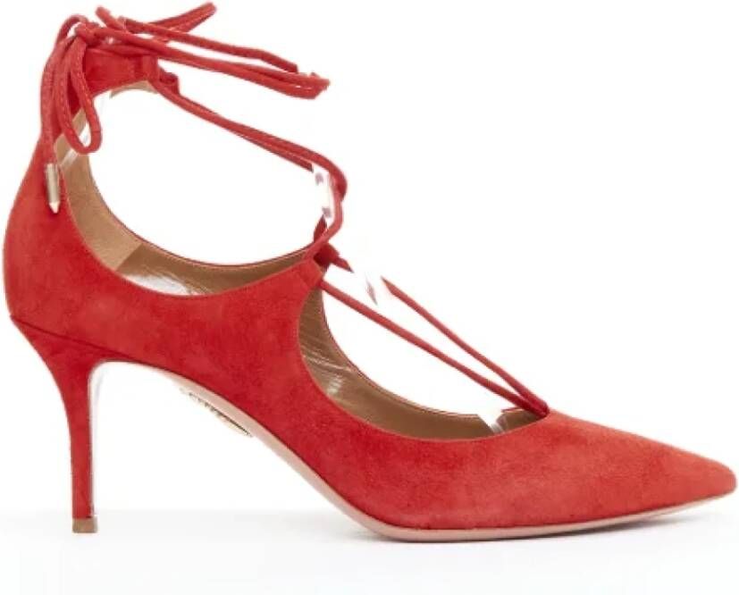 Aquazzura Pre-owned Suede heels Red Dames