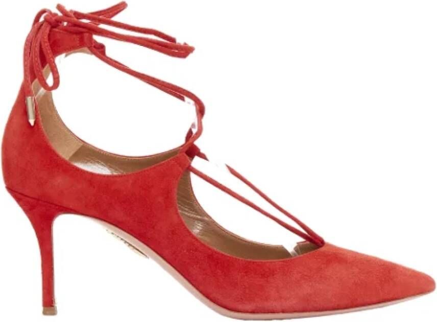 Aquazzura Pre-owned Suede heels Red Dames