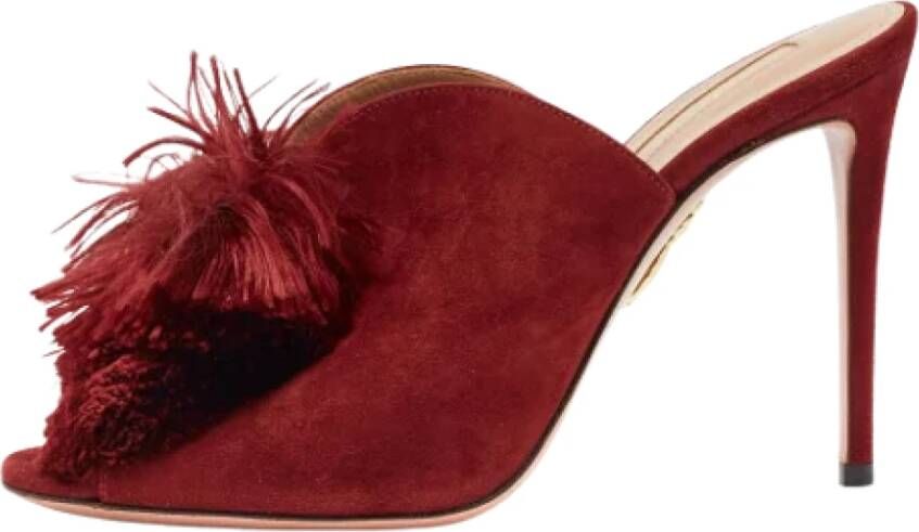 Aquazzura Pre-owned Suede mules Red Dames