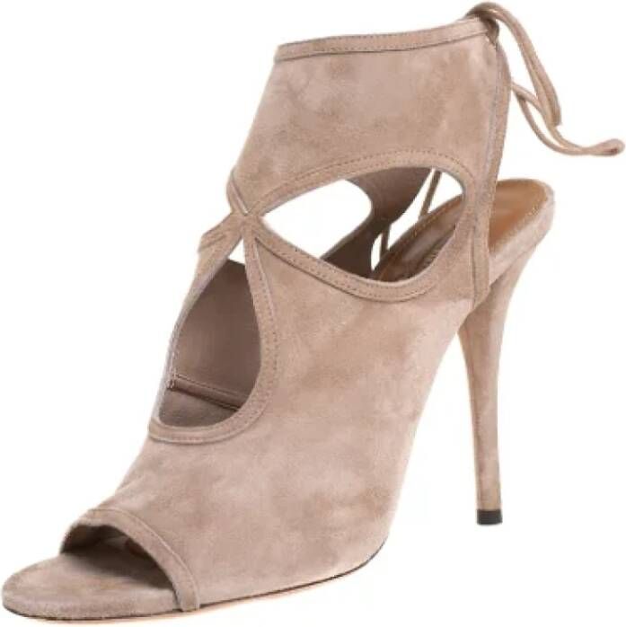 Aquazzura Pre-owned Suede sandals Beige Dames