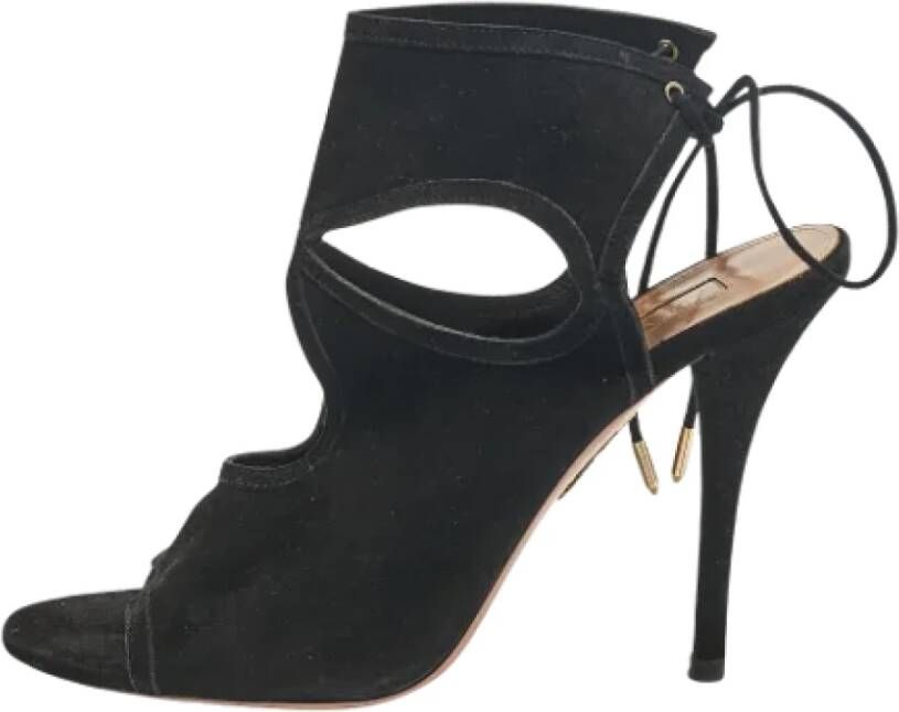 Aquazzura Pre-owned Suede sandals Black Dames