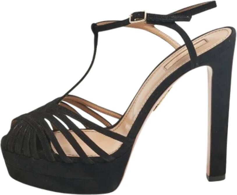 Aquazzura Pre-owned Suede sandals Black Dames