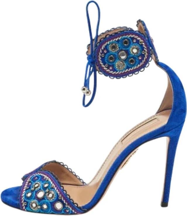 Aquazzura Pre-owned Suede sandals Blue Dames