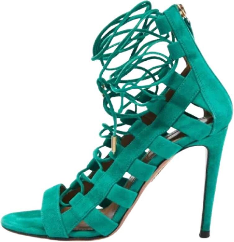 Aquazzura Pre-owned Suede sandals Green Dames