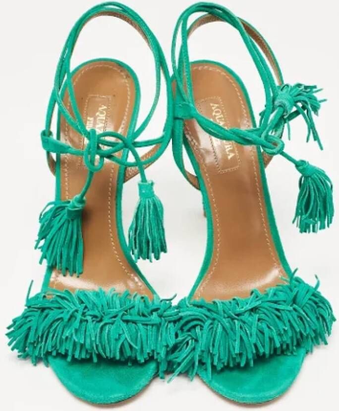 Aquazzura Pre-owned Suede sandals Green Dames