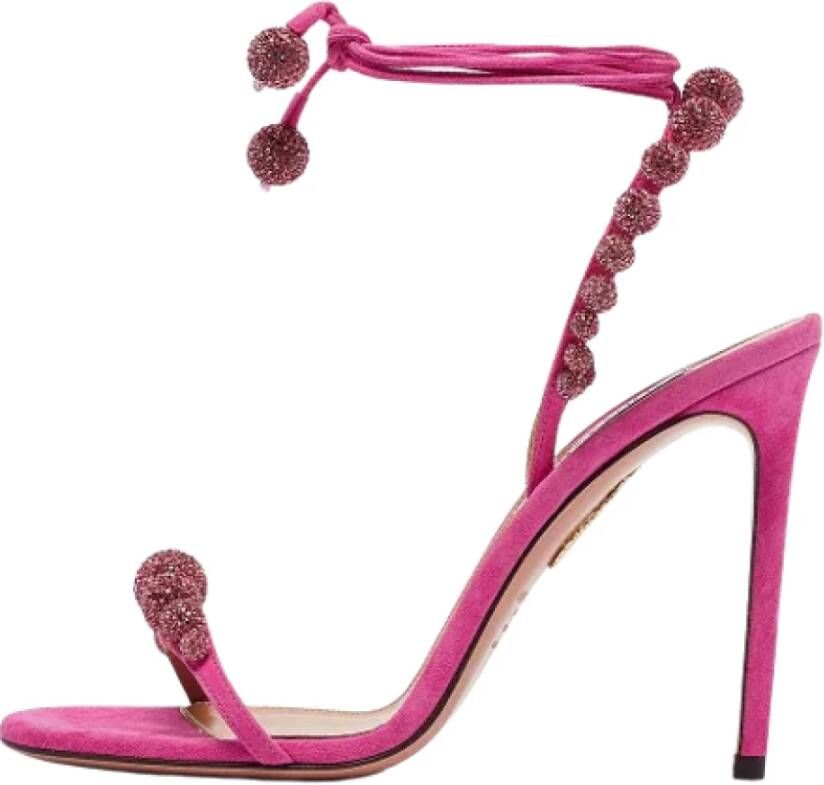 Aquazzura Pre-owned Suede sandals Pink Dames