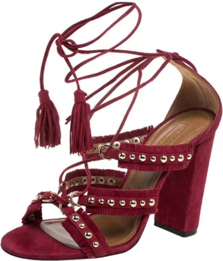 Aquazzura Pre-owned Suede sandals Red Dames