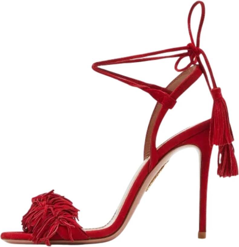 Aquazzura Pre-owned Suede sandals Red Dames