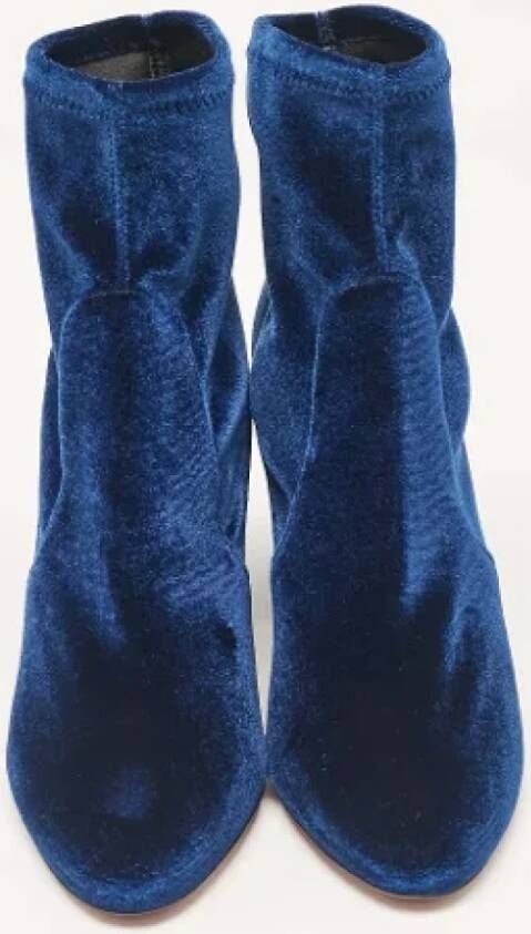 Aquazzura Pre-owned Velvet boots Blue Dames