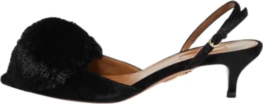 Aquazzura Pre-owned Velvet sandals Black Dames