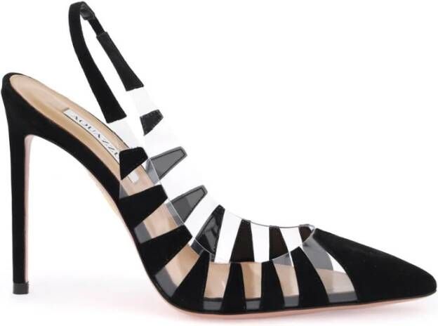 Aquazzura Elegante Puntige Sling Pumps met Uitgesneden Illusie Black Dames