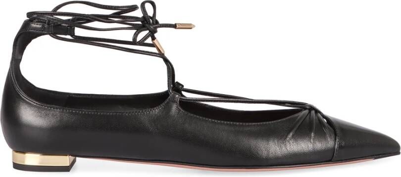 Aquazzura Puntige balletflats met goudkleurige hak Black Dames