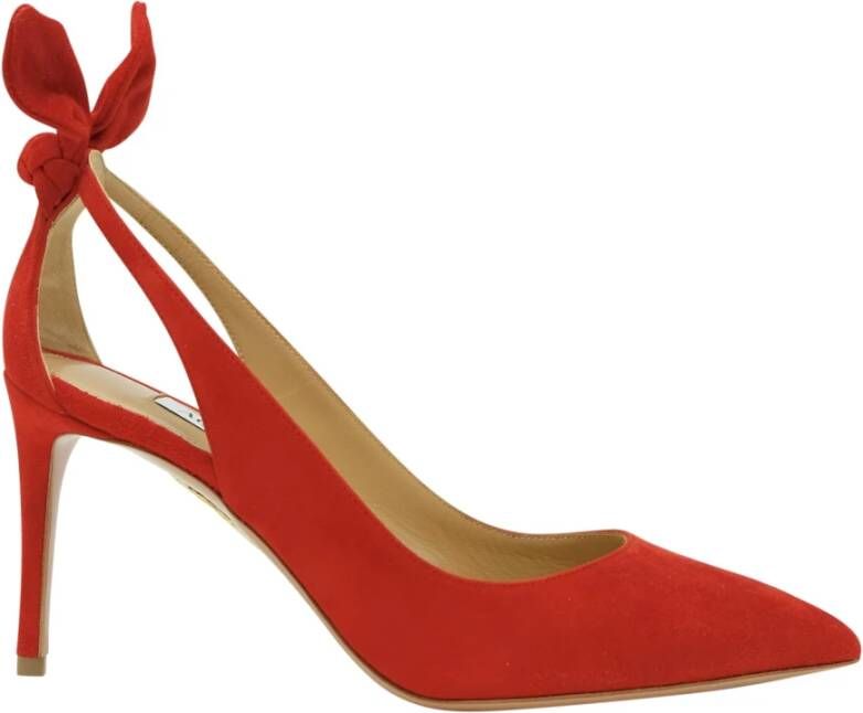 Aquazzura Rode Leren Strik Pumps Red Dames