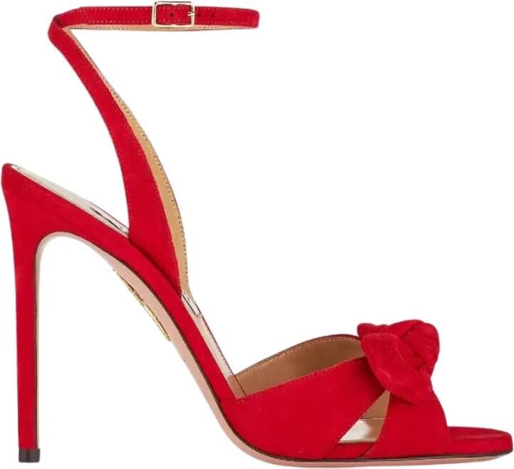 Aquazzura Rode Suède Strik Sandalen Red Dames