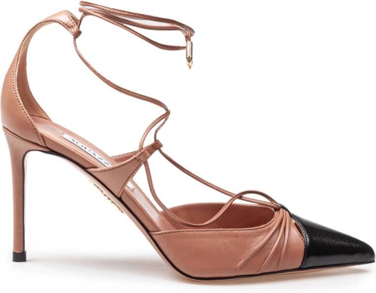 Aquazzura Roze Zwarte leren puntige neus pumps Pink Dames