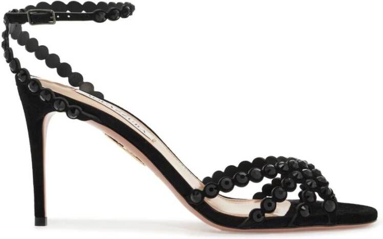 Aquazzura Sandalen van kristalstudded suède Black Dames