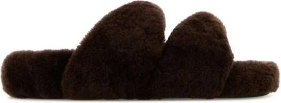 Aquazzura Shearling Twist Slippers Brown Dames