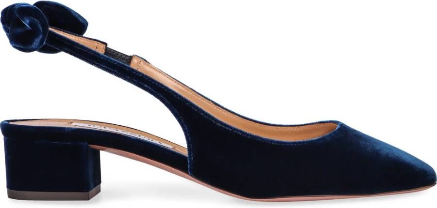 Aquazzura Strik Slingback met Decoratieve Bloem Blue Dames