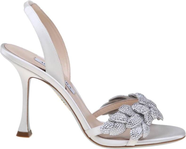 Aquazzura Witte Satijnen Bloemsandalen White Dames