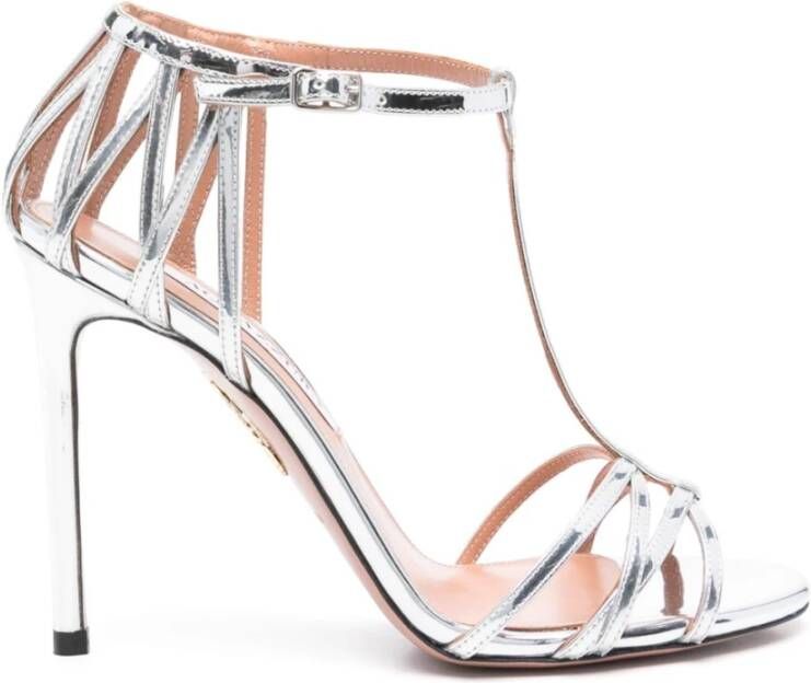 Aquazzura Zilver Stiletto Hiel Enkelband Gray Dames