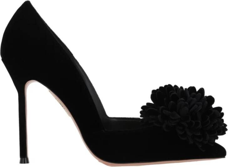 Aquazzura Zwarte Fluwelen Hakken Black Dames