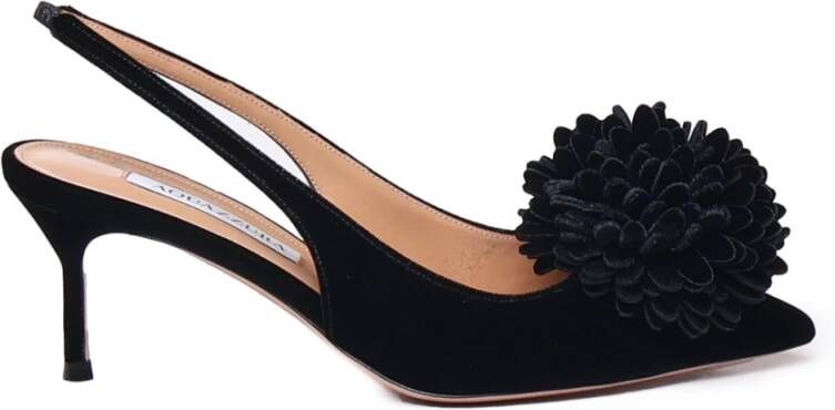 Aquazzura Zwarte Hak Pompon Instap Schoenen Black Dames