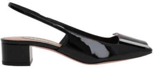 Aquazzura Zwarte lakleren slingback met metalen plaat Black Dames