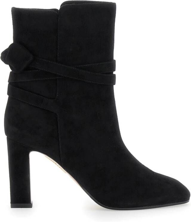 Aquazzura Zwarte Strik Bootie Laarzen Black Dames