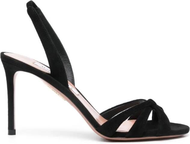 Aquazzura Zwarte Suède Enkelband Stiletto Sandalen Black Dames