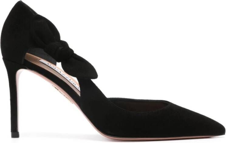 Aquazzura Zwarte Suède Strik Platte Schoenen Black Dames