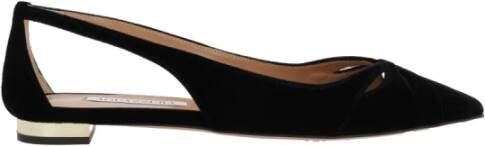 Aquazzura Zwarte Velvet Ballet Flats met Uitsparingen Black Dames