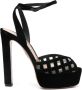 Aquazzura Zwarte Velvet Blokhak Sandalen Black Dames - Thumbnail 1