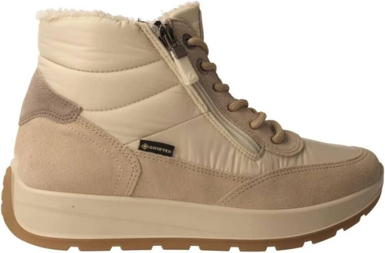 Ara Beige Gore-Tex Dames High-Top Sneaker Beige Dames