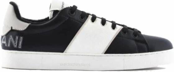 Armani Bicolor Leren Sneakers Low-Top Stijl Black Heren