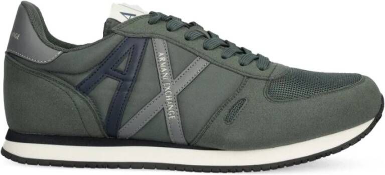 Armani Exchange Groene Mesh Suède Sneakers Green Heren